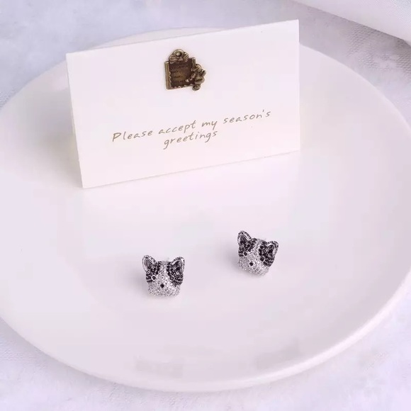 Pandora Cute Iced CZ Sparkling Diamond Cutie Dog Earrings - Picture 7 of 15